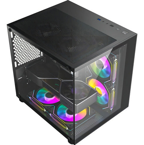 Gabinete Gamer Hayom Aquário com 4 Fans Cooler Led RGB GB1796 Preto