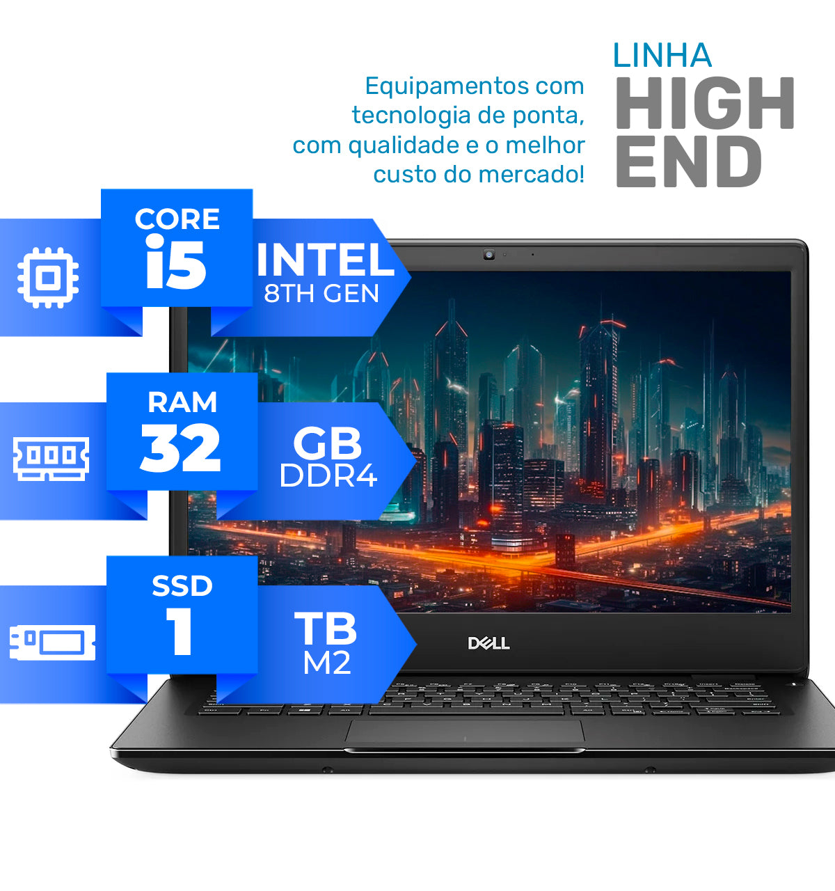 Notebook Dell Core I5 8th 32GB DDR4 1 TB M2 High End Premium