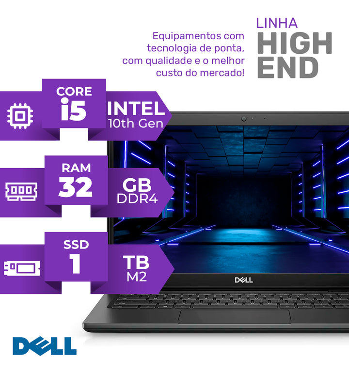 Notebook Dell Core i5 10th 32GB DDR4 1TB SSD M2 Full Hd - High End